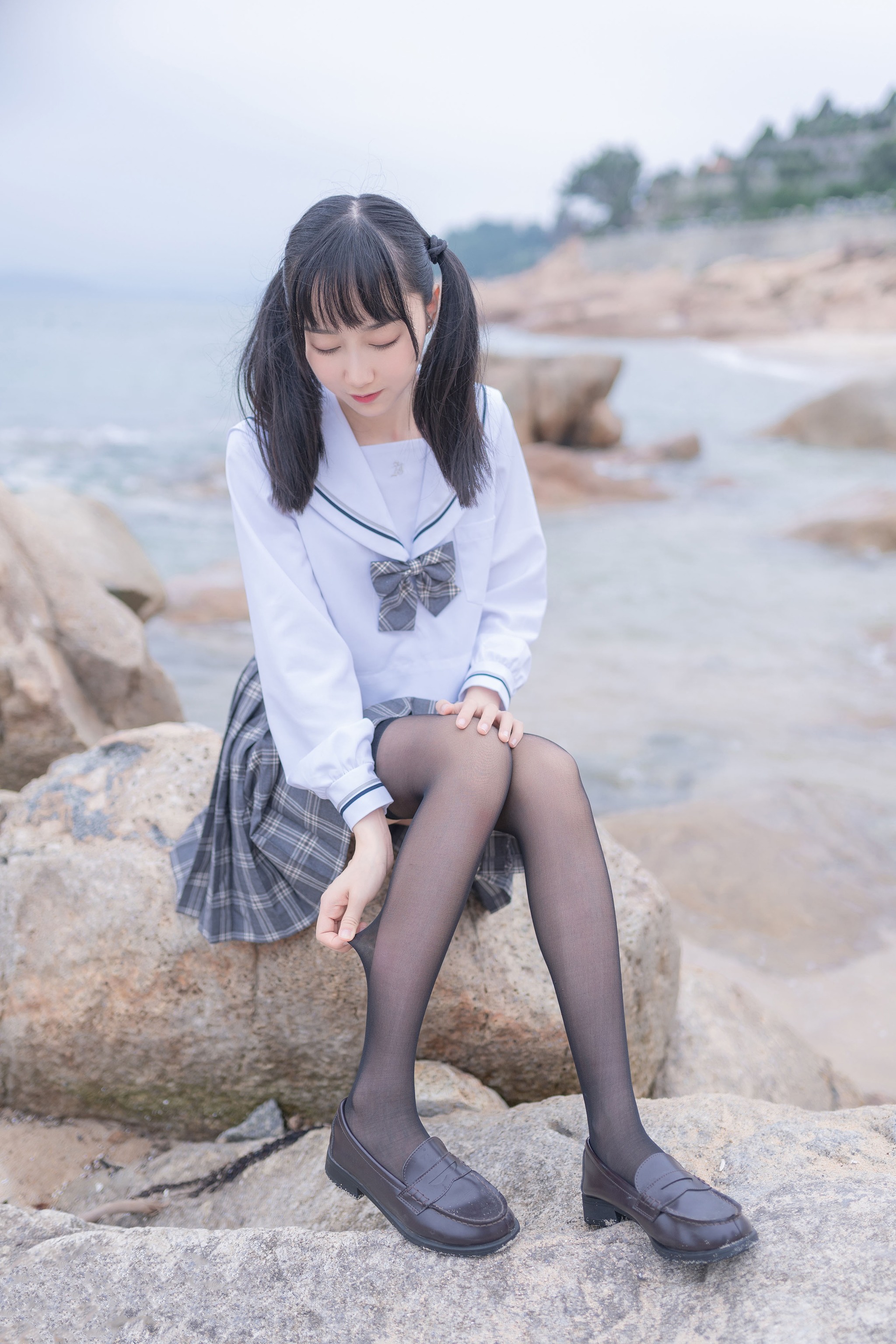 图片[1]-木棉棉 – NO.010 木绵绵OwO 海边JK[40P]-XikXak